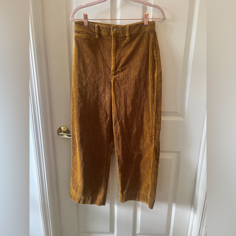 Madewell Mustard in Emmett Wide Leg Corduroy Crop Pants 29 EUC